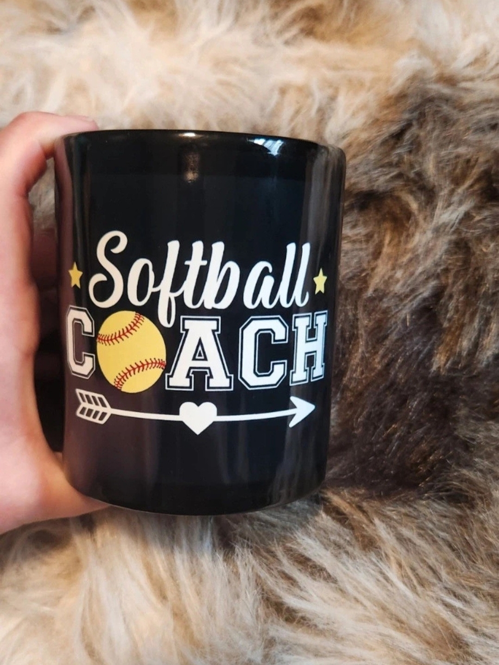 Softball Coach Black Ceramic Mug